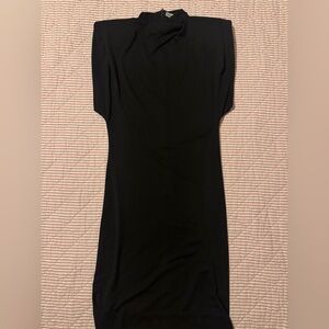 Zara Black Midi Dress with Structured Shoulders